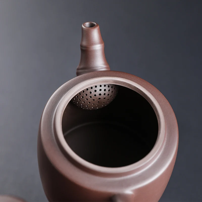 Handmade Antique Purple Clay Teapot Yixing  Filter Beauty Kettle Bamboo Knot Design Dahongpao Pu\'er Tea Red Teapot Accessories