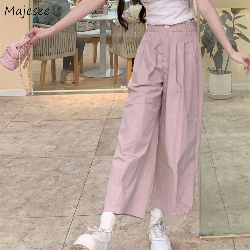 Wide-leg Pants Women High Waist Chic Bow Sweet Japanese Style Loose Fit Casual Ins All-match Harajuku Cozy Popular Spring Young