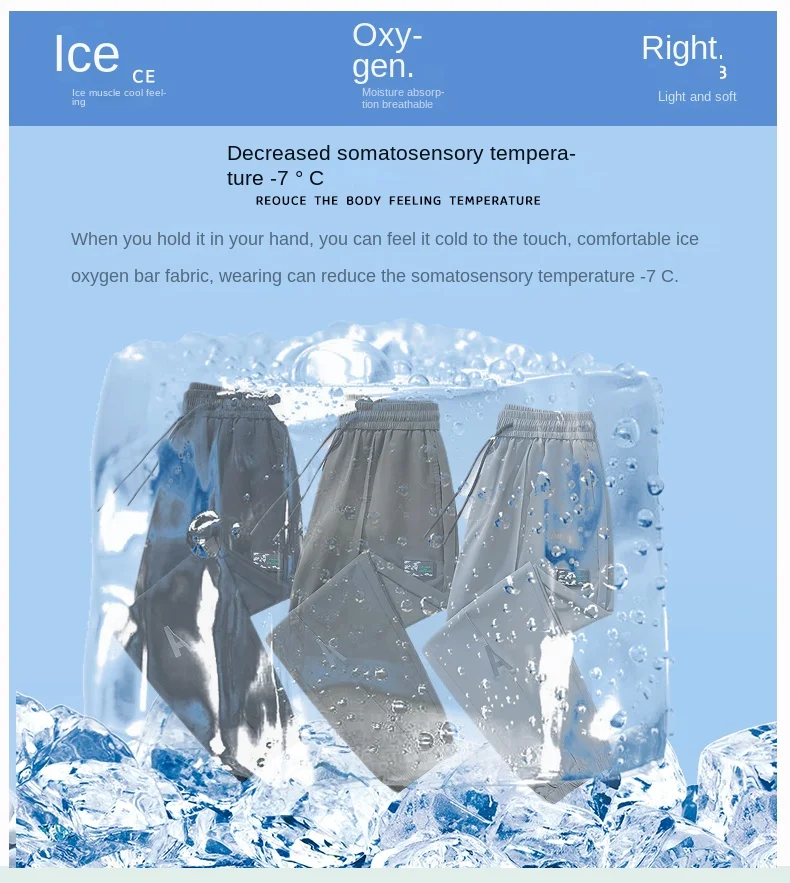 Pantalones deportivos de seda de hielo para hombre, pantalones ligeros y transpirables de secado rápido para Fitness al aire libre, informales y grandes, verano 2024