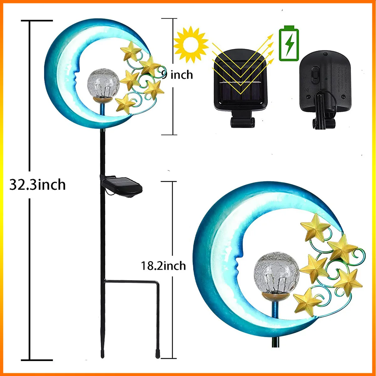 FANDAO Solar Outdoor Garden Lights-Solar Powered Pathway Lights Outdoor Decorative Light for Pathway Yard Lawn Patio Stars Moon