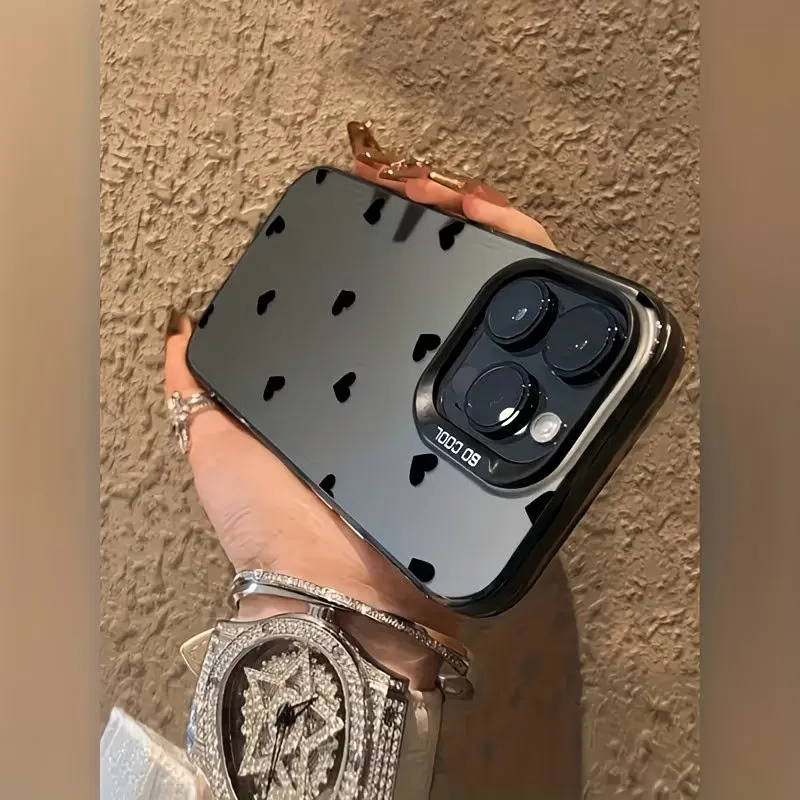 Elegant Black Love Dot Pattern Phone Case For iPhone 17 16 15 14 13 12 11 Pro Xs Max Plus Air Mini XR X 17e 16e Shockproof Cover