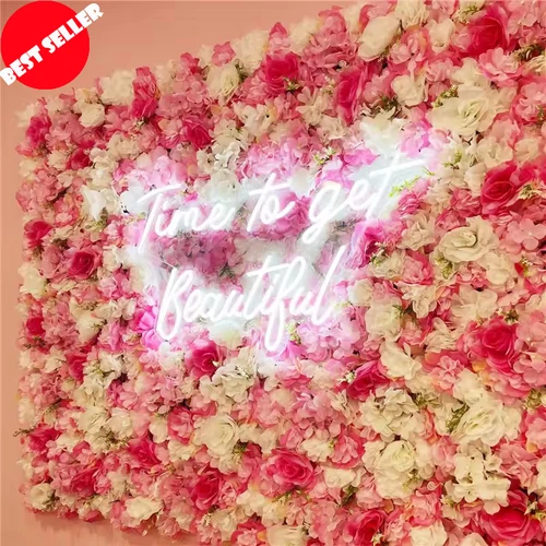 Panel de fondo de flores artificiales de pared de flores rosas de seda rosa para boda, Baby Shower, cumpleaños, decoración de fiesta en casa, decoración de habitación