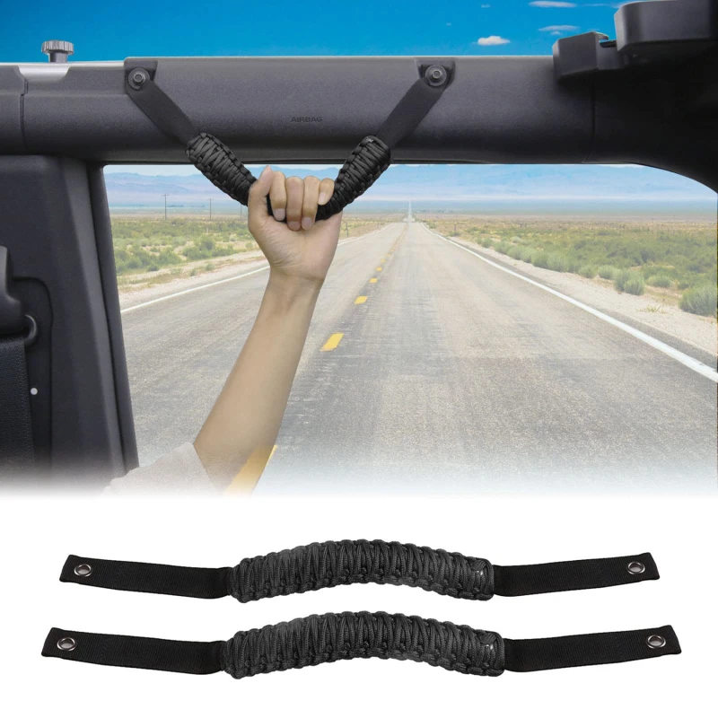 Car Non-slip Armrest Top Grab Handles For Jeep Weaving Rope Armrest Multi-purpose Roof Handle Grip Interior Accessories 2024