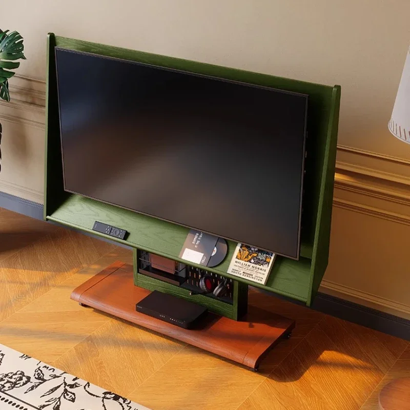 

French retro floor removable TV rack medieval Internet celebrity base floor TV rack solid wood activity TV rack