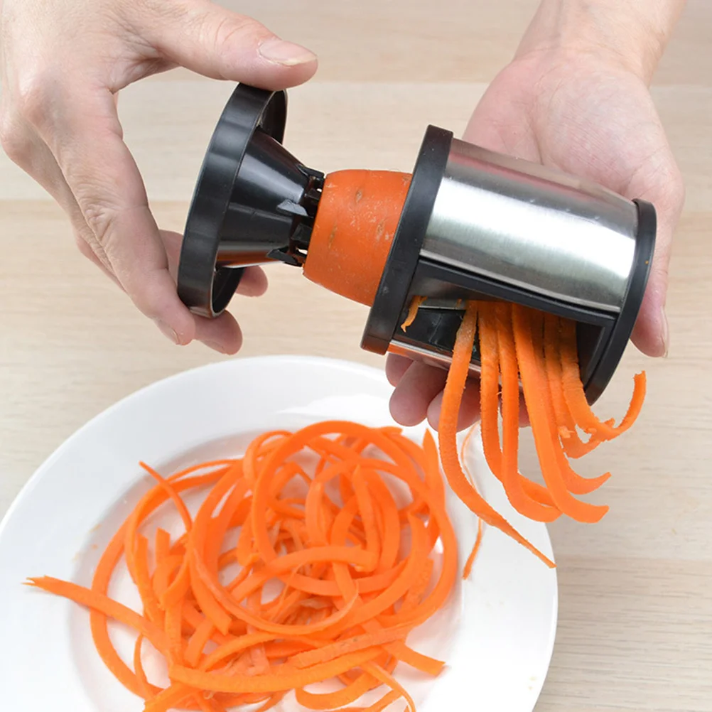 

Stainless Steel Spiral Vegetable Slicer Compact Handheld Kitchen Gadget Finger Guard Protection for Carrot Cucumber
