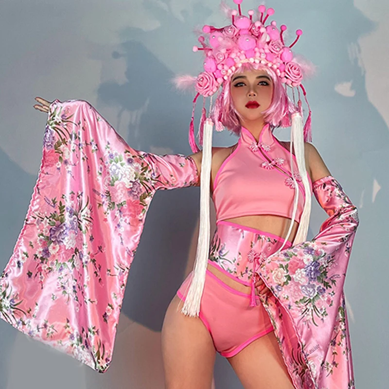 Gogo Dancing Performance Stage Costume Women Chinese Style Peking Opera Large Sleeves Nightclub Bar Jazz Dance Clothes