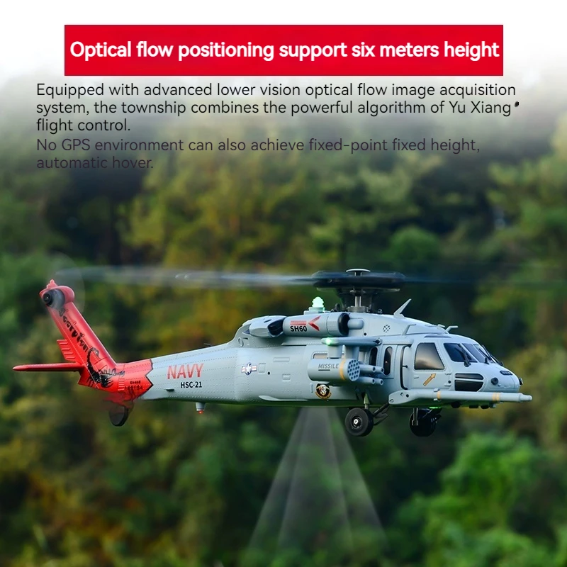 New Yuxiang F09h Black Hawk 6-Channel Remote Control Helicopter Gps Positioning One-Click Landing Simulation Model Aircraft Toy