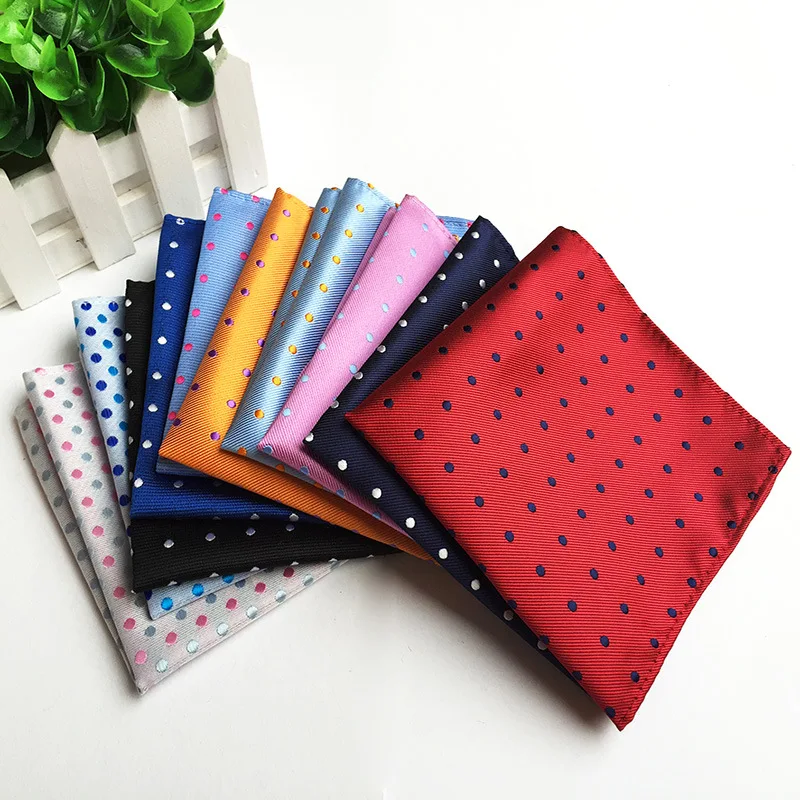 VEEKTIE Brand Fashion Polka Dots Pocket Square Handkerchief Hanky 25cm Extra Big For Men Suit Formal Tuxedo Wedding Party Red