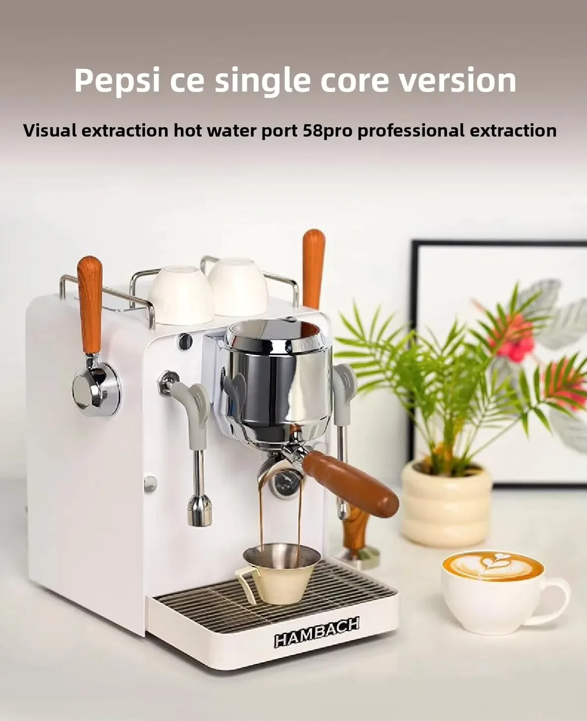 Hambach 7101 Halbautomatische Espressomaschine mit einer Pumpe, italienische Kaffeemaschine für das Heimbüro, kompakte Cappuccino-Brauausrüstung