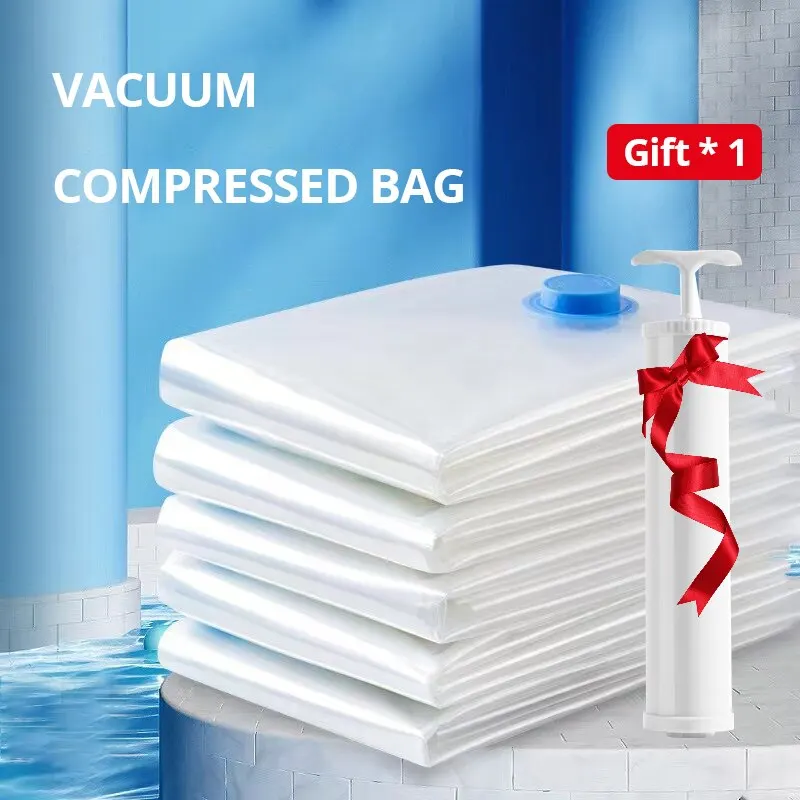 1Set Vacuum Compression Bag With Hand Pump For Clothing Sorting Bedding Space Saving Sealed Bag Combination Wardrobe Organizer