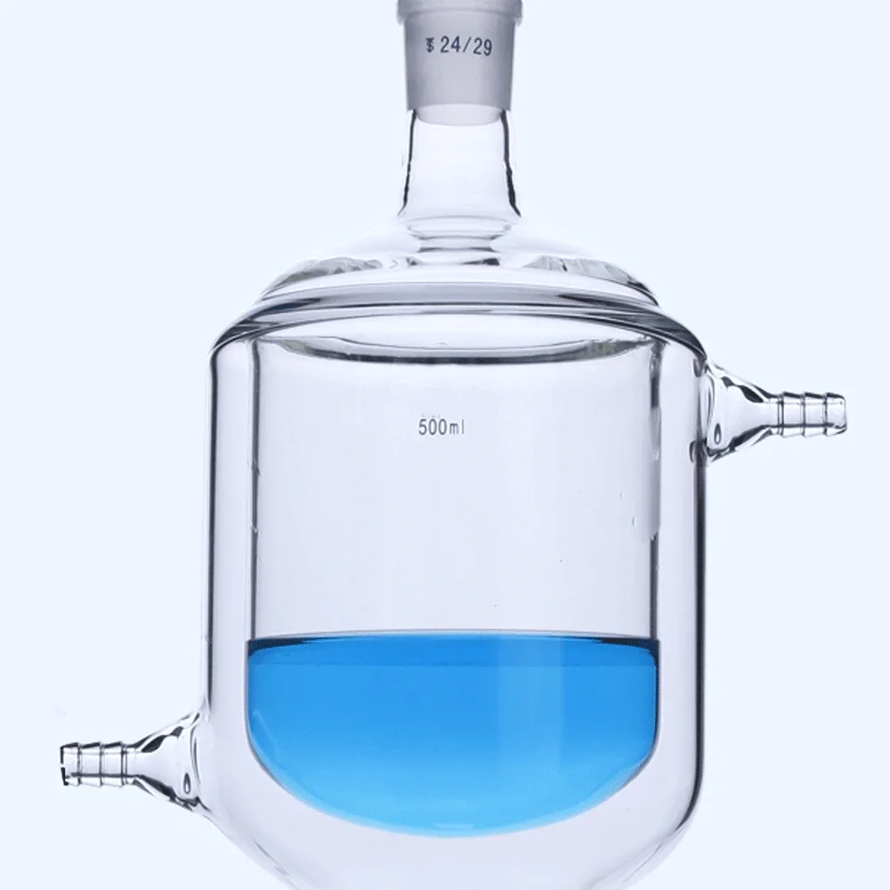 

25/50/100/250/500ml Double Layer Jacketed BORO Reactor Bottle Flask Laboratory Graduated School Chemical Experiment