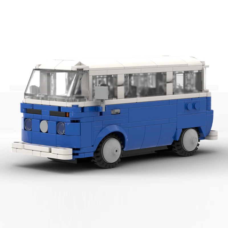 Speed Racing Car Model MOC Building Bricks T2 Blue Multi-Functional Van Modular Technology Children Holiday Gifts Assemble Toys