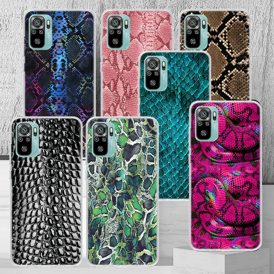 Pink Snake Skin Printing Drawing Phone Case Coque For Xiaomi Redmi Note 13 12S 12 11 11S 11T 11E 10 Pro Plus 10S 9 9S 9T 8 8T Gl