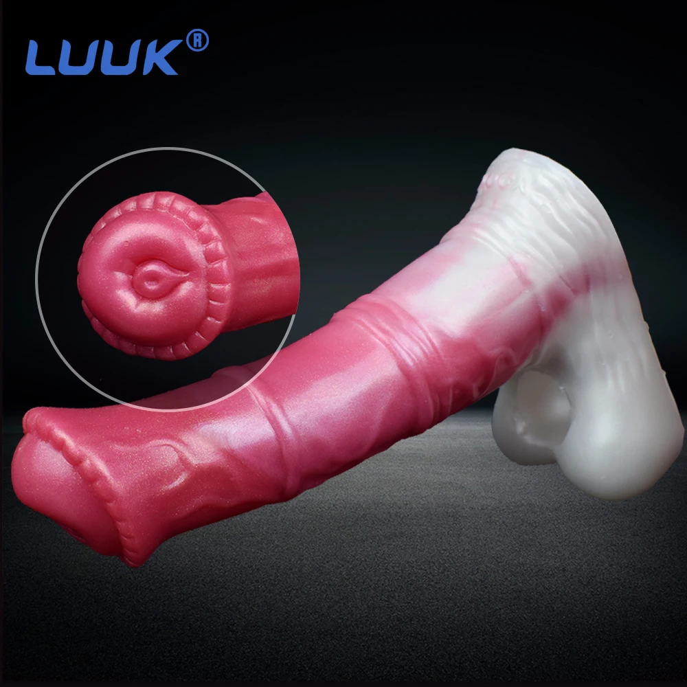 LUUK Soft Wearable Sleeves Fantasy Horse Male Penis Cover Cock Sheath Enlargement Dildo Growing Ejaculate Orgasm Sex Toys