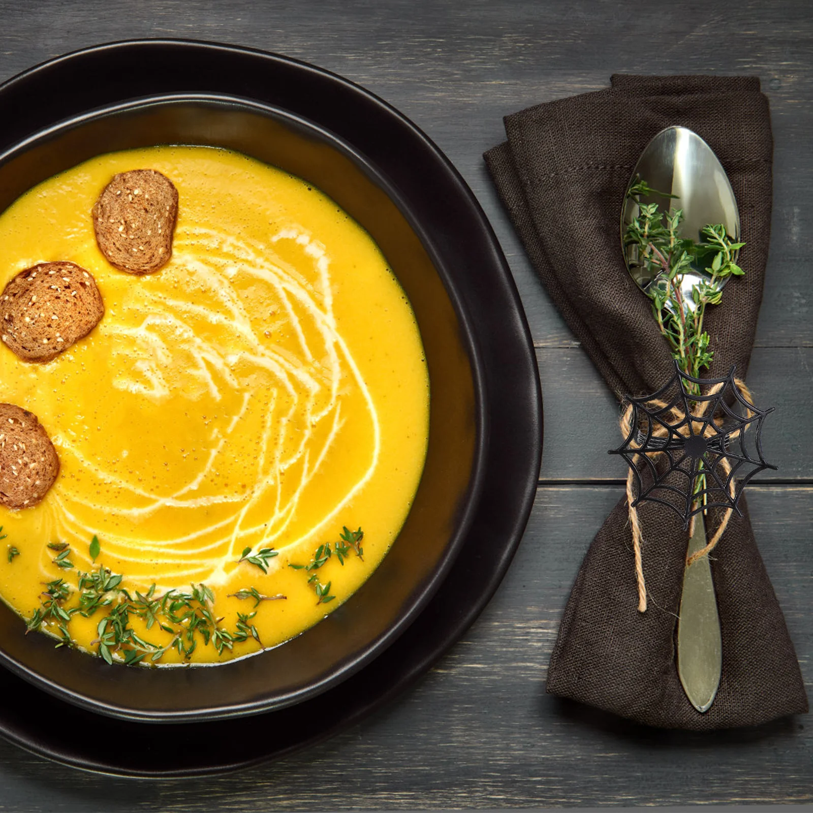 

8 шт., кольца для салфеток на Хэллоуин, элегантные пряжки для ужина, свадьбы, Дня благодарения, вечерние украшения, круг для салфеток с паутиной