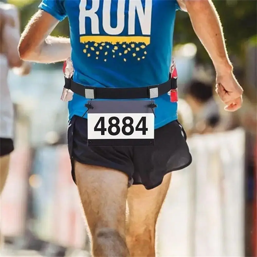 Wysokiej jakości poliestrowy pas do biegania z numerem Wielokolorowy pas unisex do maratonów Regulowany uchwyt żelowy Wsparcie talii — zdjęcie 4