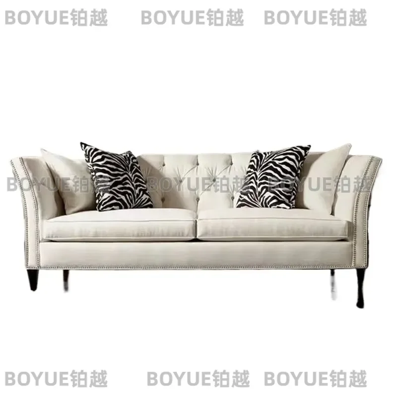 Modern Light Luxury Leather Sofa Set Minimalist Soft Upholstered Couch with Buckle Detail for Small Apartment Living Room