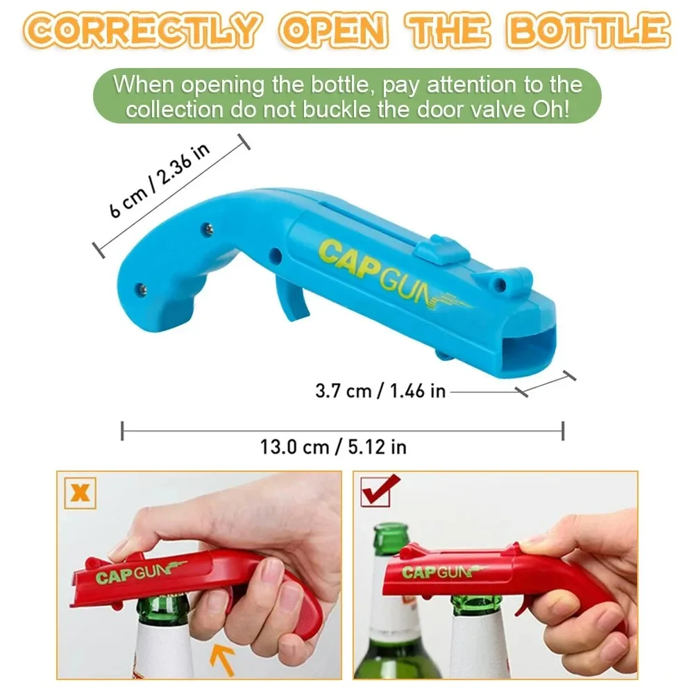 Portable Cap Gun Creative Flying Cap Launcher Bottle Beer Opener Bar Tool Drink Opening Gun Shaped Bottle Lids Bottle Opener