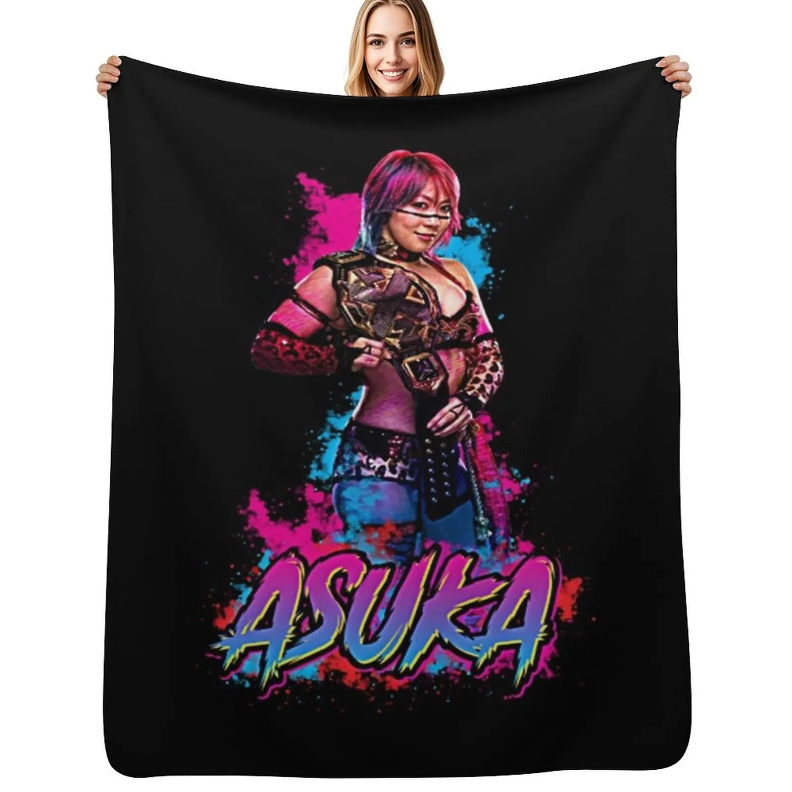 

Asuka Asian Wrestler Throw Blanket Soft Beds Furry Retros Thermal Blankets