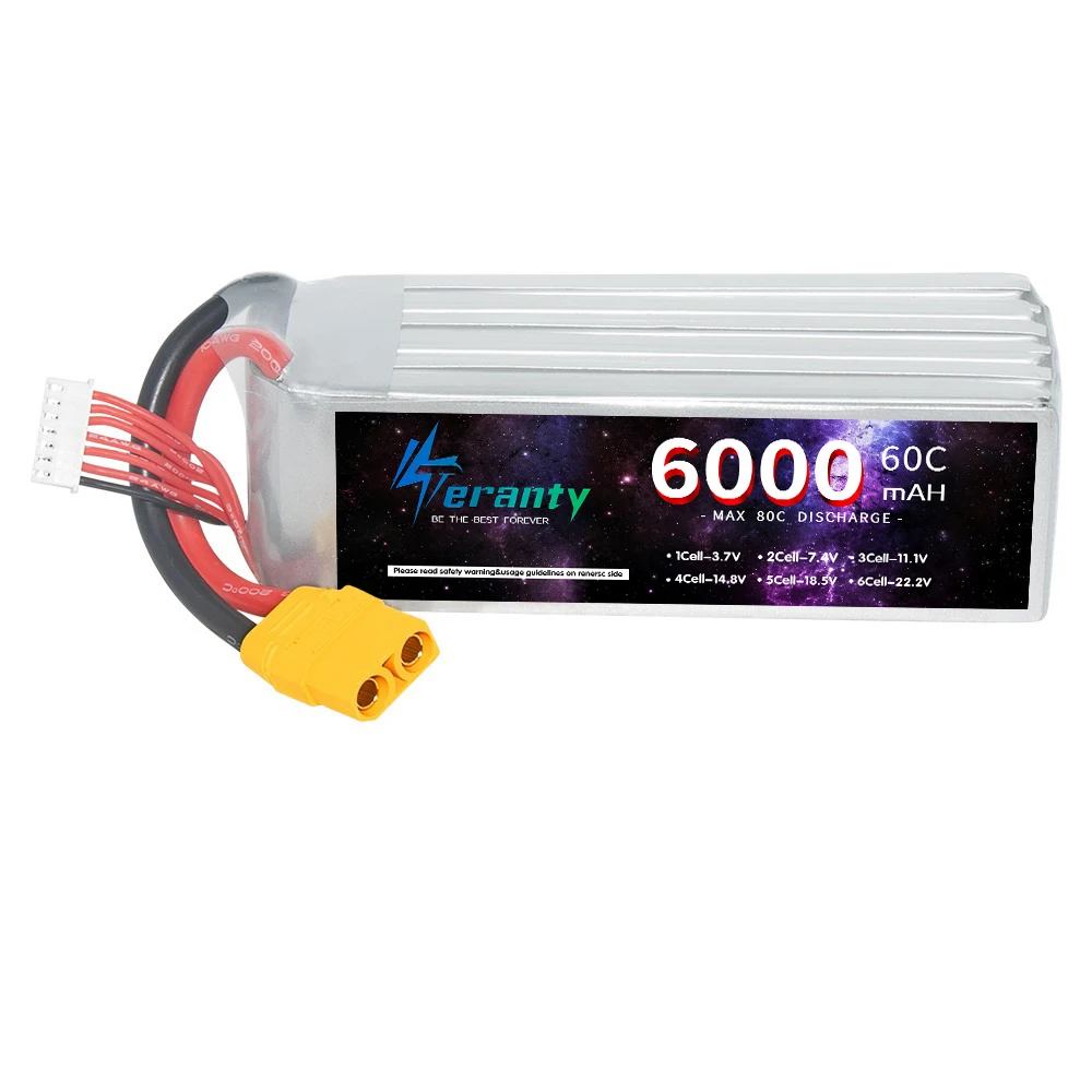 Teranty 6S Battery XT60 Connector 22.2V 6000mAh Lipo Battery 60C For Drone Flying Machine DlY Car FPV Parts