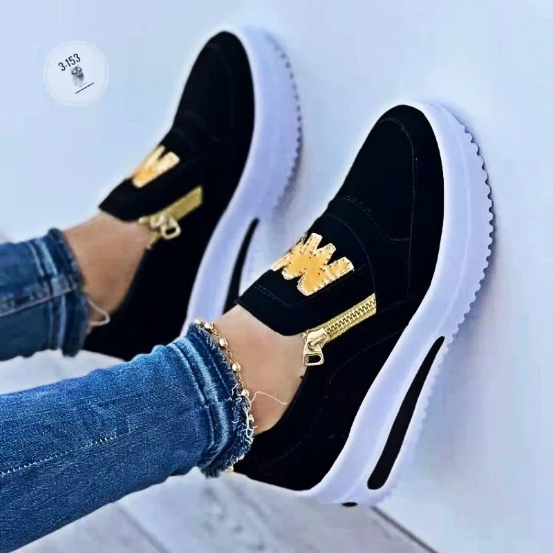 

Women Casual Sneakers M Printed Side Zipper Platform Plus Size Vulcanized Shoes Zapatillas Mujer Sapato Plataforma Feminino