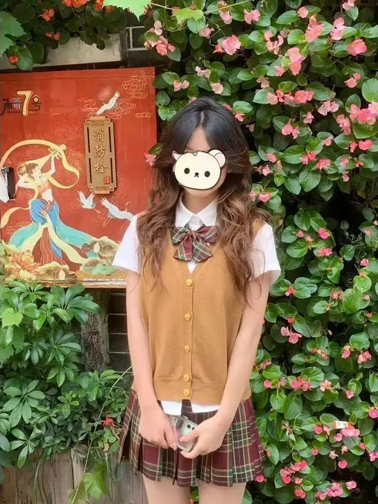 

Pre-Autumn College Sle Вязаный свитер Жилет под желе Многослойная внутренняя одежда JK orm Vest Old Man irt Tea Pltion Pa...