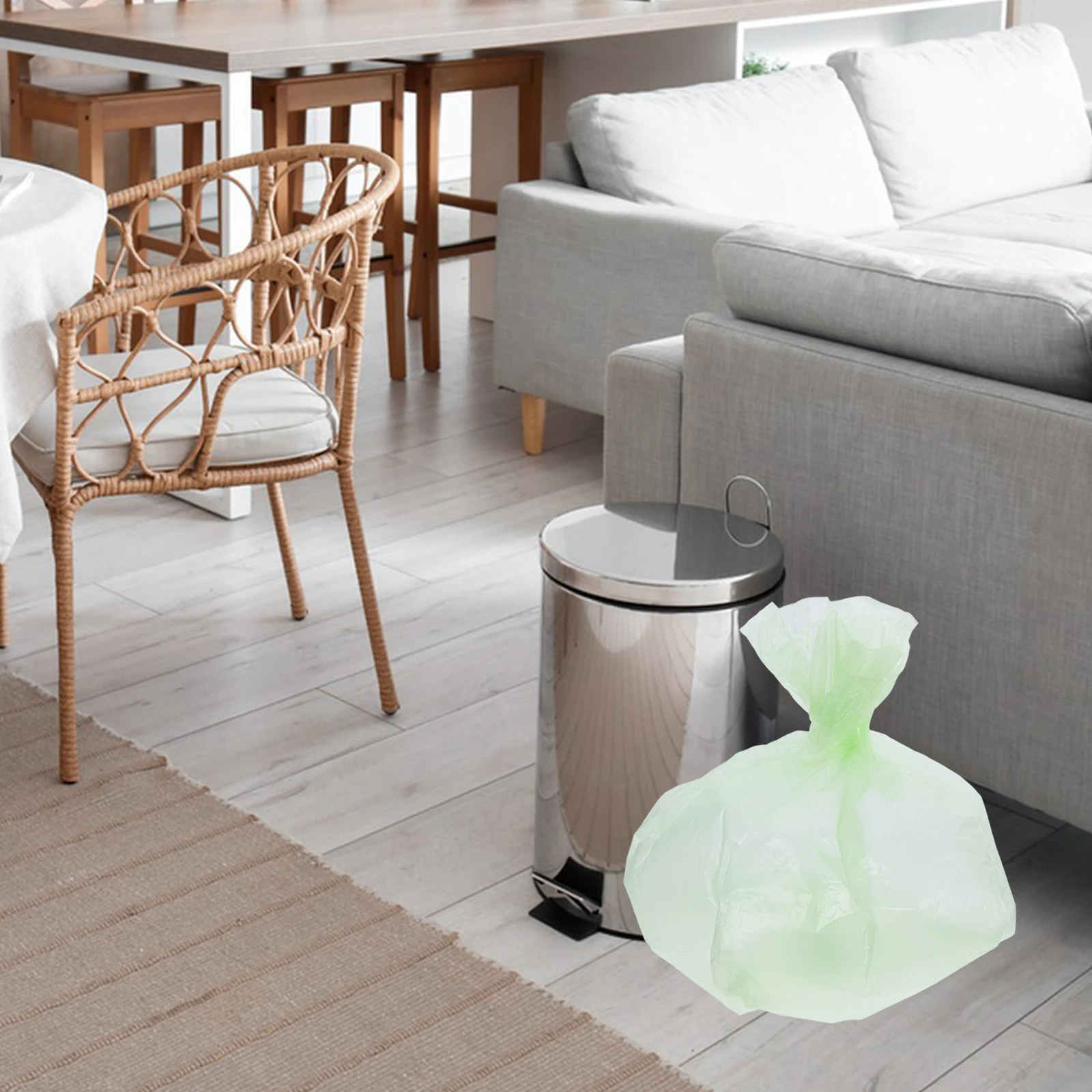 

Biodegradable Trash Bags 5 Rolls Thickened Garbage Bags for Kitchen Bathroom Strong Sturdy Design Easy to Use Practical