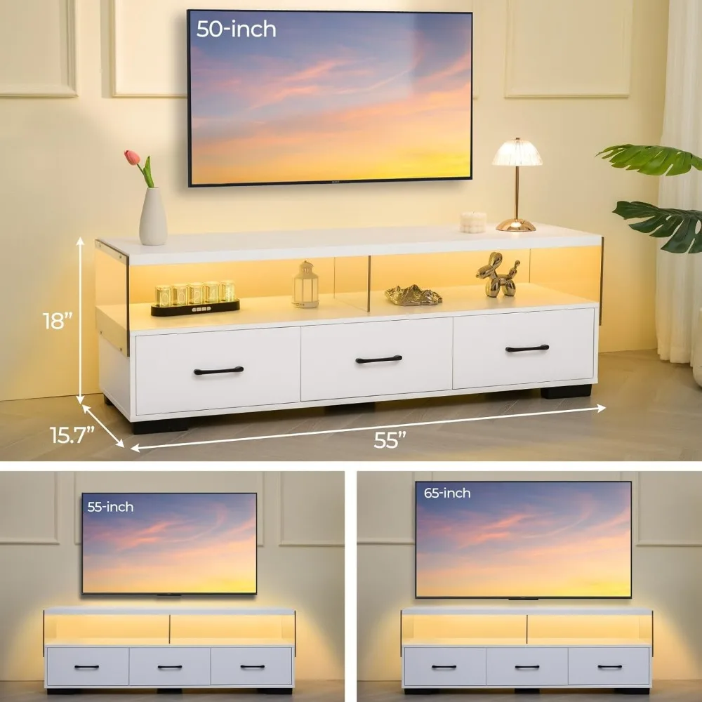 TV Stand for Living Room, Modern Entertainment Center with Storage, 65 inch TV Stand, Gaming Media Console Table, TV Stand for 6