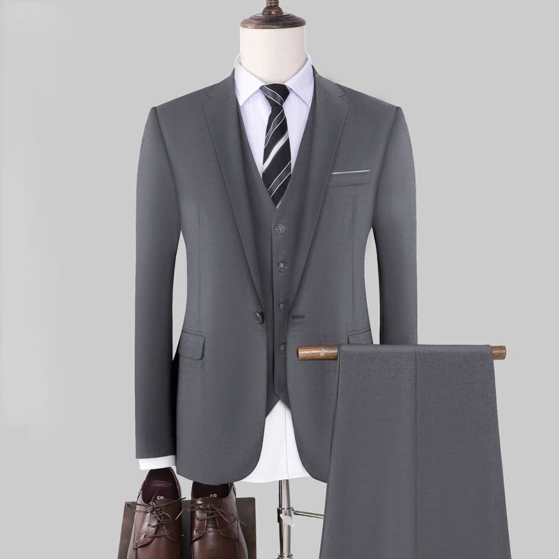 

M121 3 Piece (Blazer+vest+pants) Fashion Business Casual Slim-fit Formal Dress Banquet Work British Style Evening Dre