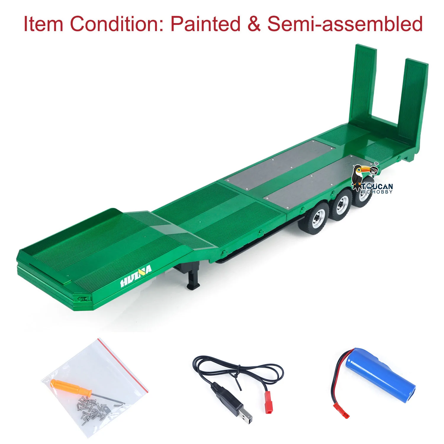 

RC Trailer 1/18 Huina 1502 3 Axle Plastic Semi Trailer Flatbed for 1:18 770s RC Tractor Truck Remote Control Vehicle Model