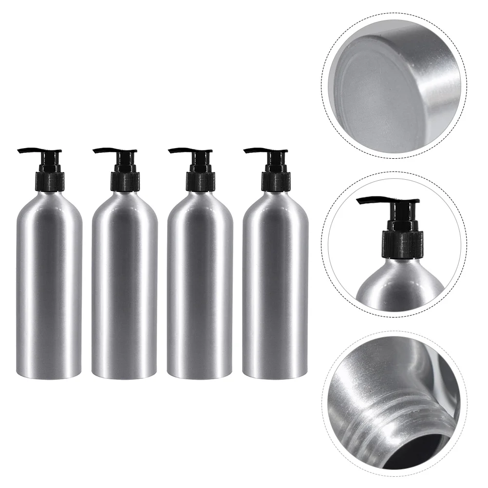 4 Pcs Dispensing Aluminum Bottles Empty Shampoo Refillable Travel Containers Lotions Storage Shower Liquid Dispenser Sub Sucker