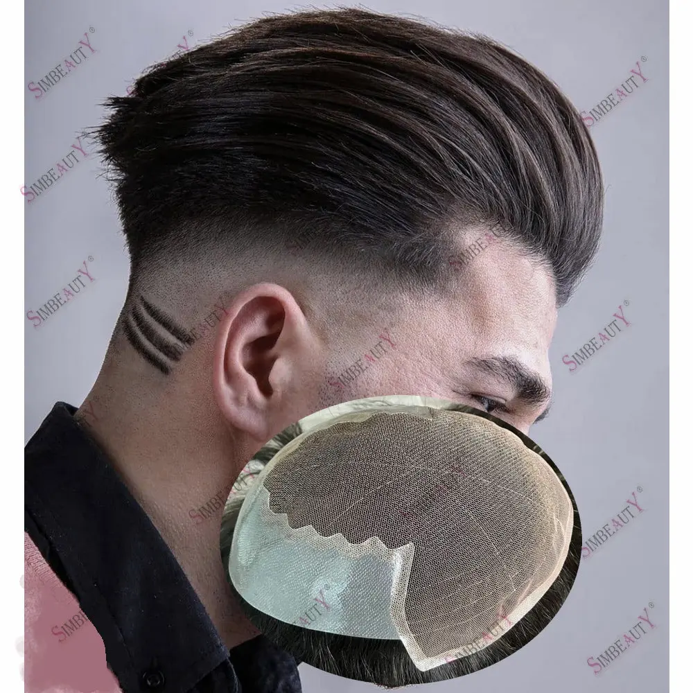 Wholesale for Men Toupee Q6 Base Toupet Best Sell Multiple Size Indian Human Hair Skin PU&Lace Men Capillary Prosthesis System