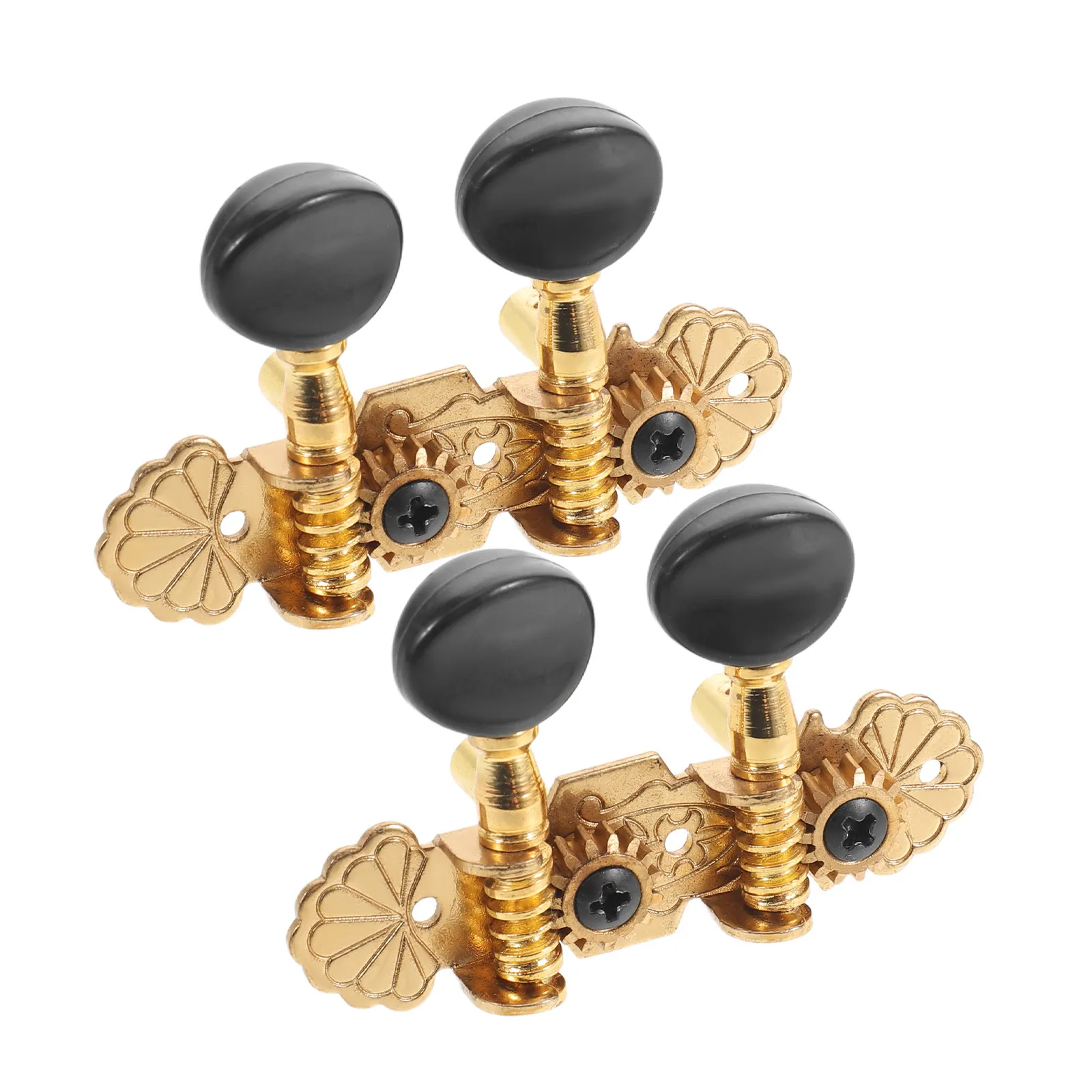 1Set Vintage Brass Ukulele Tuning Peg Knobs with Dual-Hole Mounting for Soprano Baritone Acoustic Guitar Classical Tuner view 6