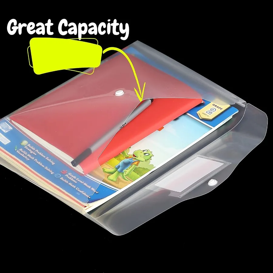 Clear Plastic Envelopes 4 Pack A4 Letter Size Plastic Envelopes with Snap Closure Poly Envelopes Clear Plastic Folders Plastic