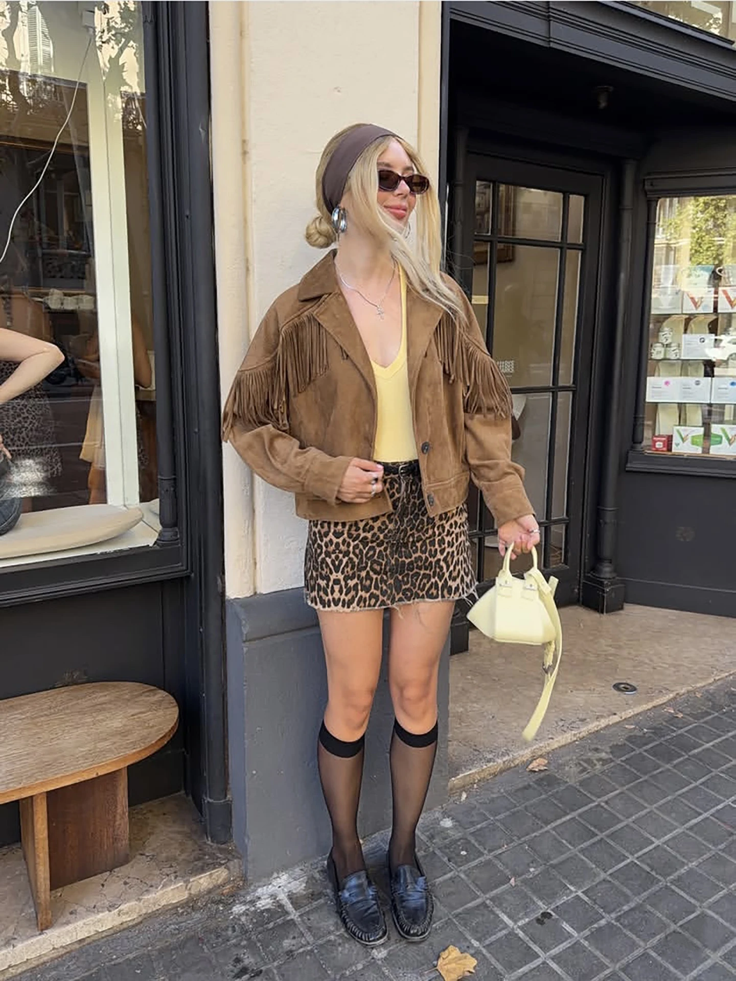 ZHAOLIN Tassel Fleece Jacket Loose Casual Brown Vintage Design Autumn Short Outerwear Women's Long Sleeve Button Closure