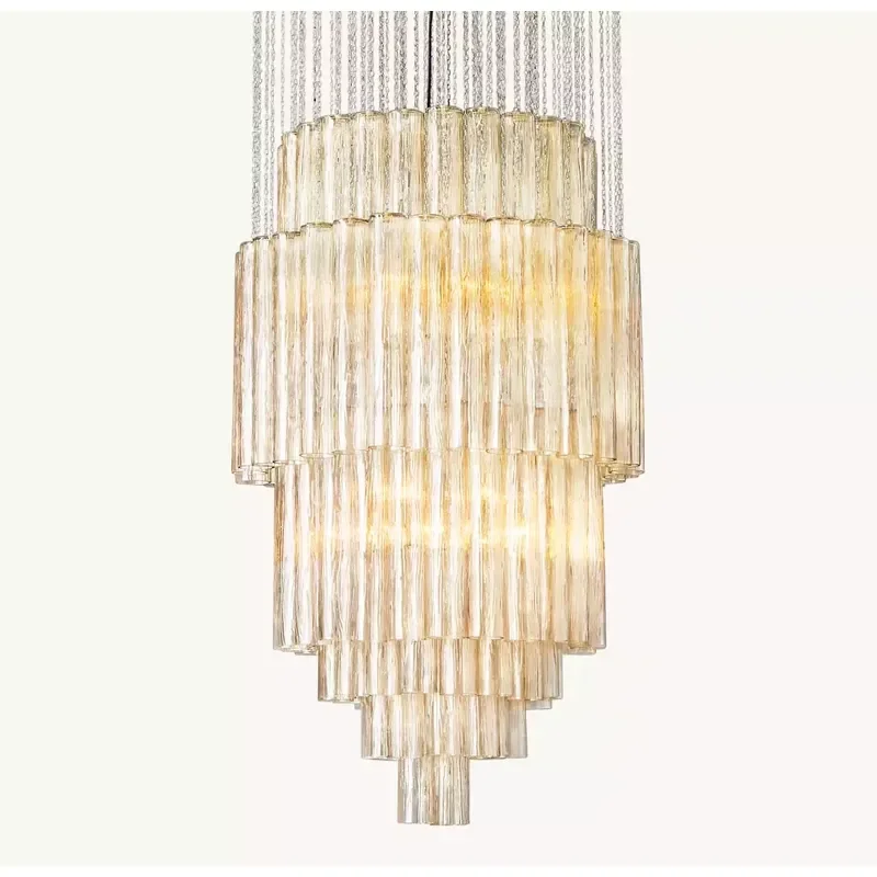 Postmodern Custom Hand Blown Colored Glass Hanging Lighting Villa Living Room Staircase Decorative Chain Glass
