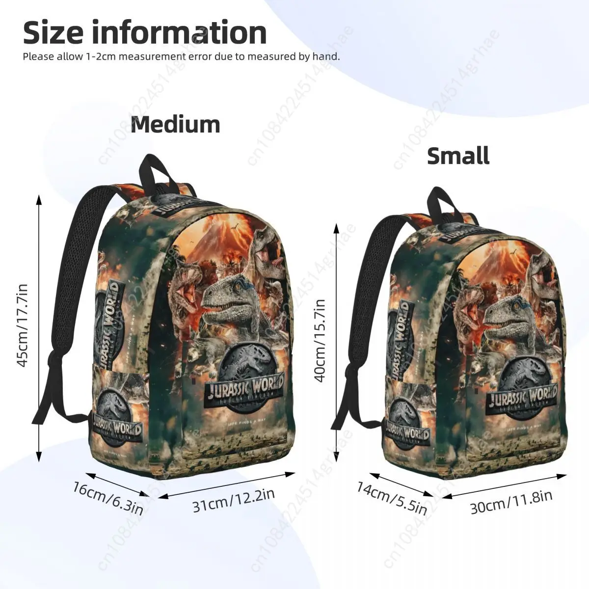 Jurassic Park World Classical Backpack Sports Student Work Daypack untuk Pria Wanita Tas Kanvas Komputer Laptop