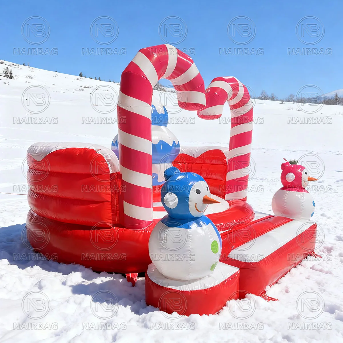 Christmas Inflatable Bouncer Candy Cane Bouncy Castle Indoor Outdoor Fun Game Blow Up Bounce House Trampoline for Kids 4mx4m