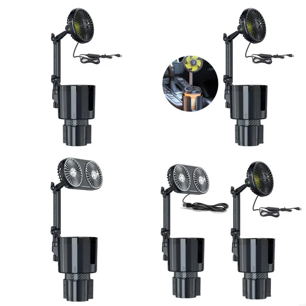 

G6DD USB Автомобильный держатель для чашки с вентилятором Мощная скорость с регулировкой направления вращения на 360 ° для