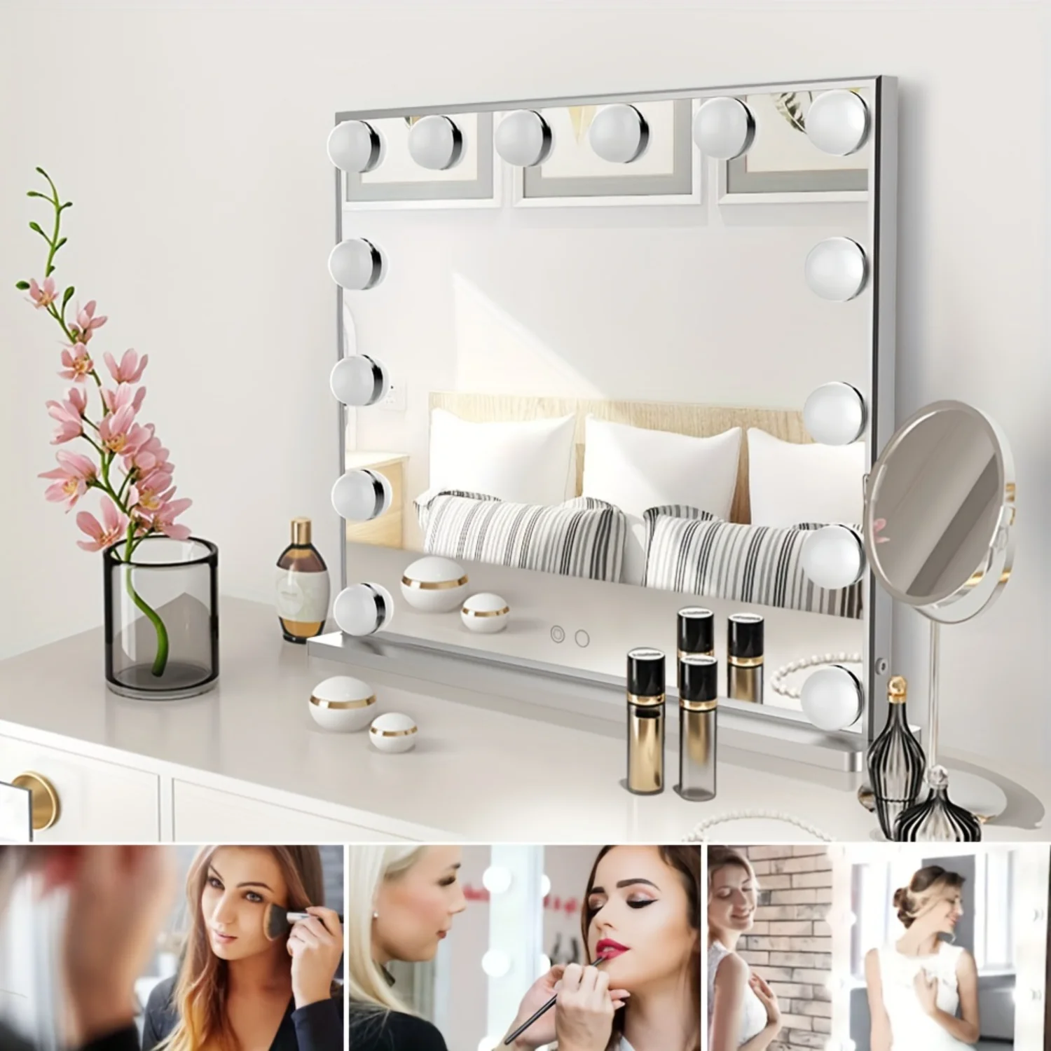 1set LED Vanity Lights for Mirror, LED Makeup Mirror Light with 3 Color Lights, Mirror Lamp Lovely Gift For Wommen Wife Lover Gi