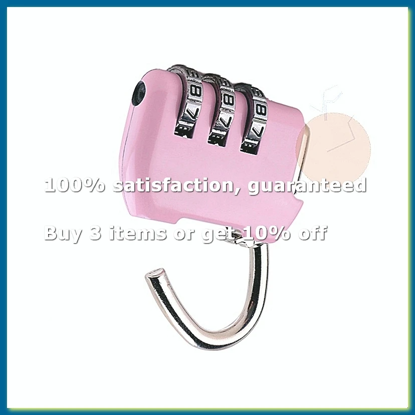 Luggage Box Resettable Combination Lock Padlock 3 Digit Number Pink-A27I