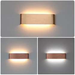 12W LED Indoor Wall Lamp Brushed Gold/Coffee Aluminum Wall Light Up and Down or Left and Right Glow Decorative Lighting Fixtures