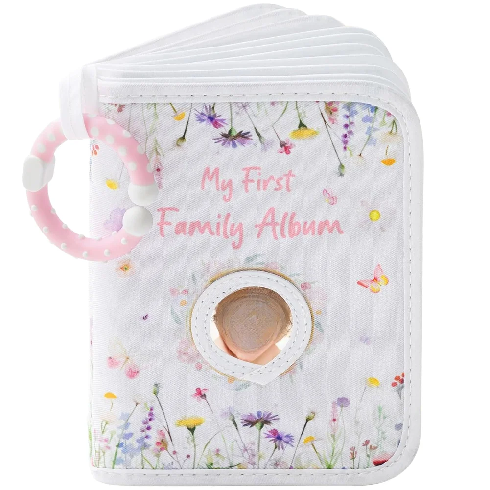 Baby Memory Keeper Album 14x18cm Size Stores 17 Photos 4x6 Inches with Built in 8.3 cm Mirror Soft Cloth Finish