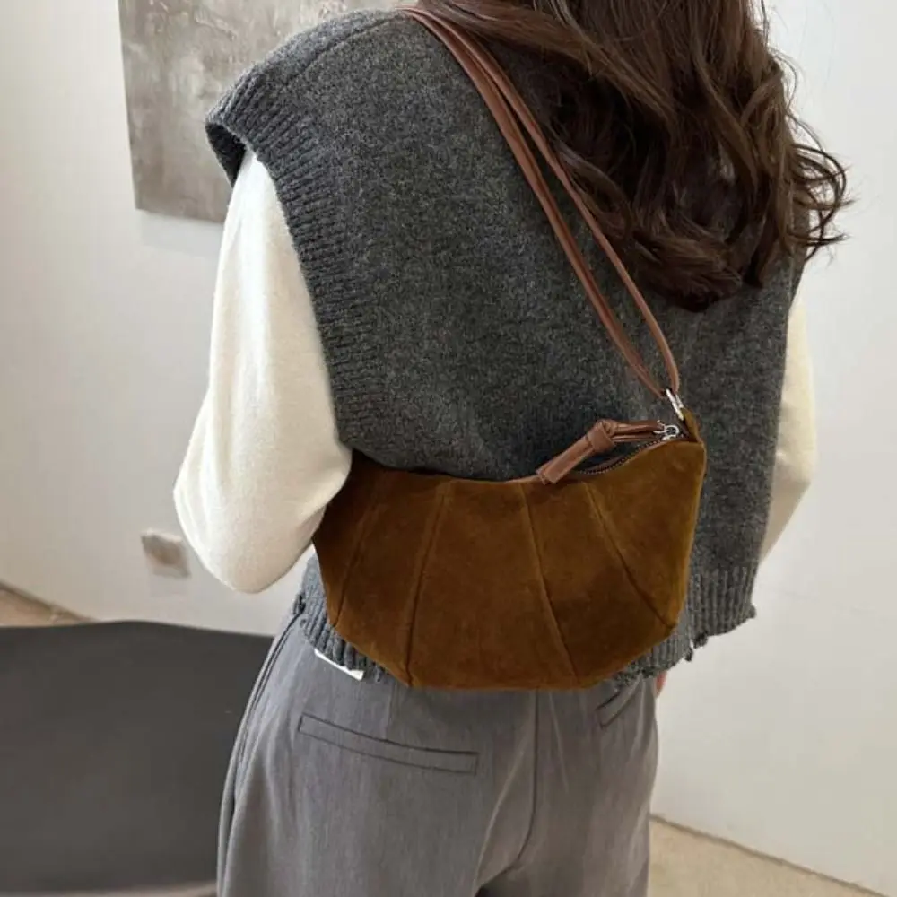 حقيبة كروس عصرية حقيبة كتف كرواسون حزمة صغيرة براون ماتي بولي Dumplings حقيبة الزلابية الكورية نمط بلون الأطفال #4