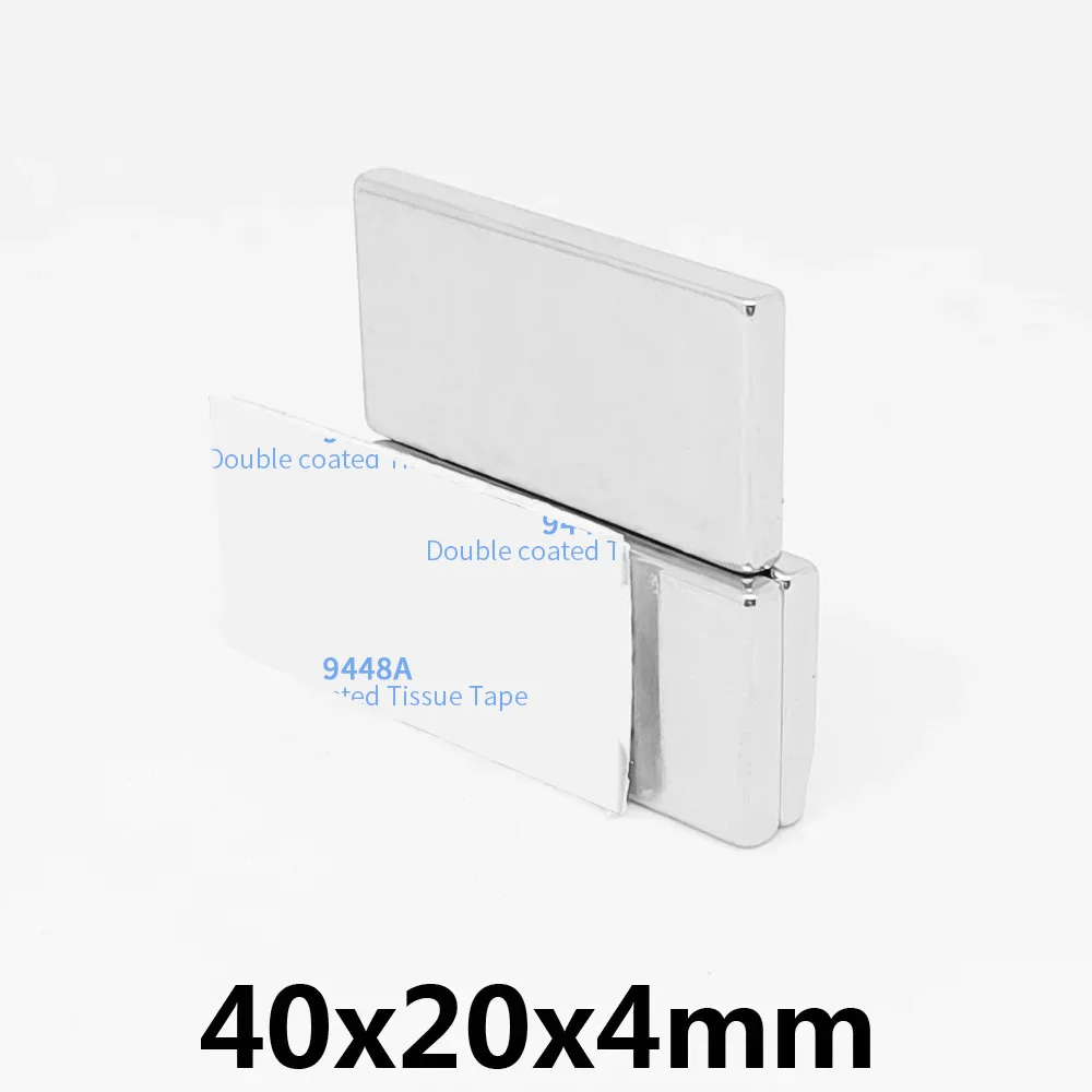 1/2/5/10/15/20PCS 40x20x4mm Block Powerful Strong Magnetic Magnet 40x20x4 Permanent NdFeB Magnet With 3M Self - Adhesive 40*20*4