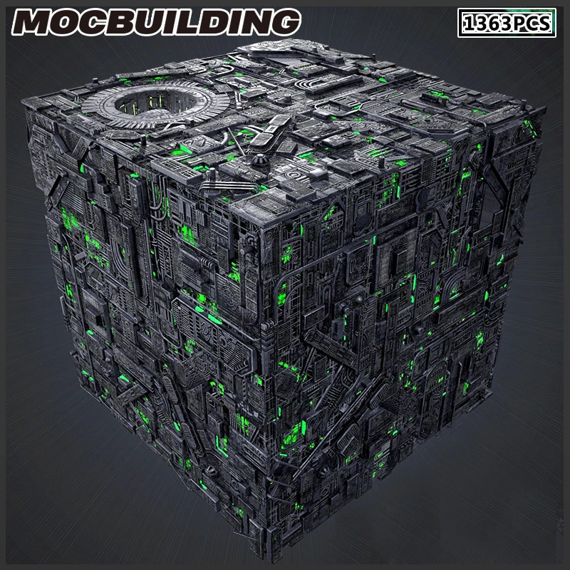 MOC Building Blocks Space Series Borg Cube Spaceship Model DIY Assembly Technology Bricks Collection Toys Christmas Gift Present
