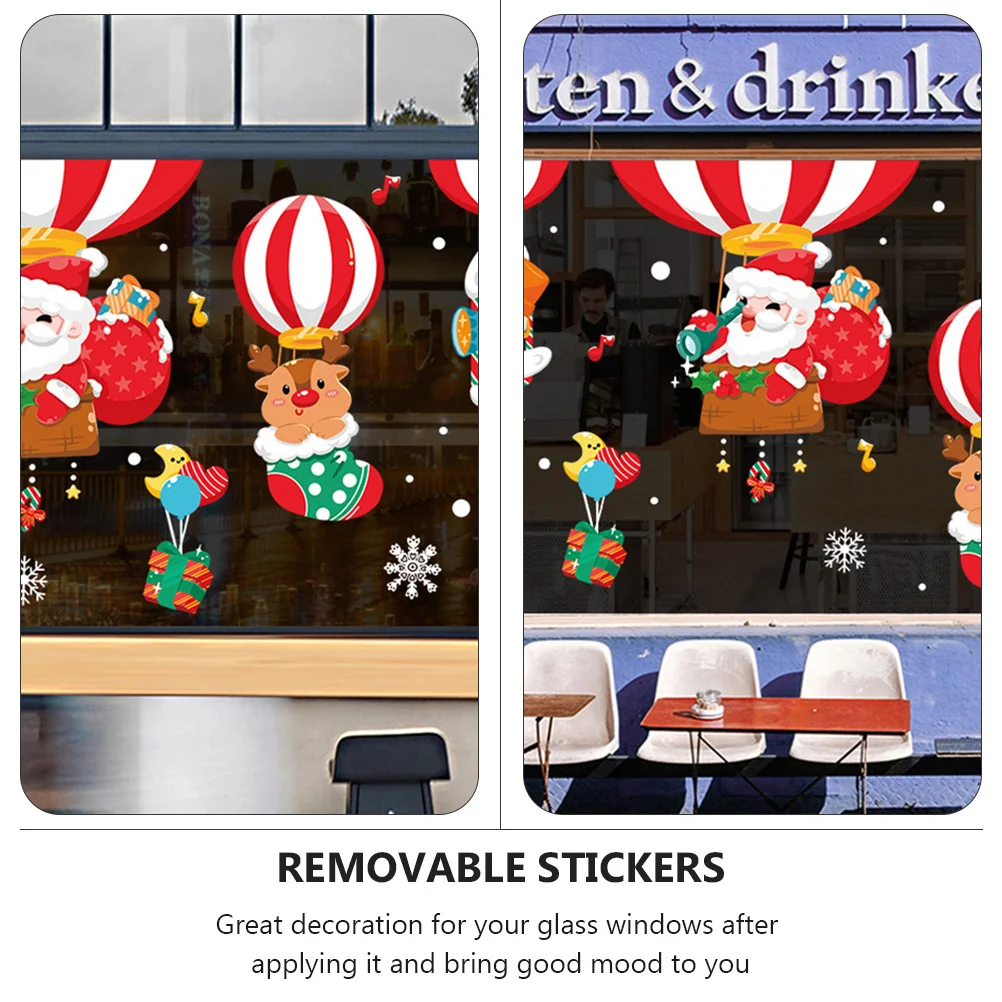 

2Pcs Christmas Santa Claus Window Sticker PVC Removable Cartoon Decorative Stickers for Glass Windows Office Bedroom Xmas Wall
