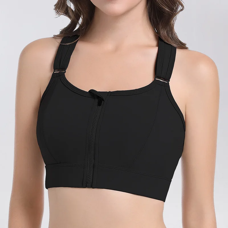 حمالة صدر رياضية للنساء، مقاومة للصدمات، عالية الكثافة، سحاب أمامي، أشرطة قابلة للتعديل، ظهر جميل، الجري، اللياقة البدنية، سترة اليوغا B #2