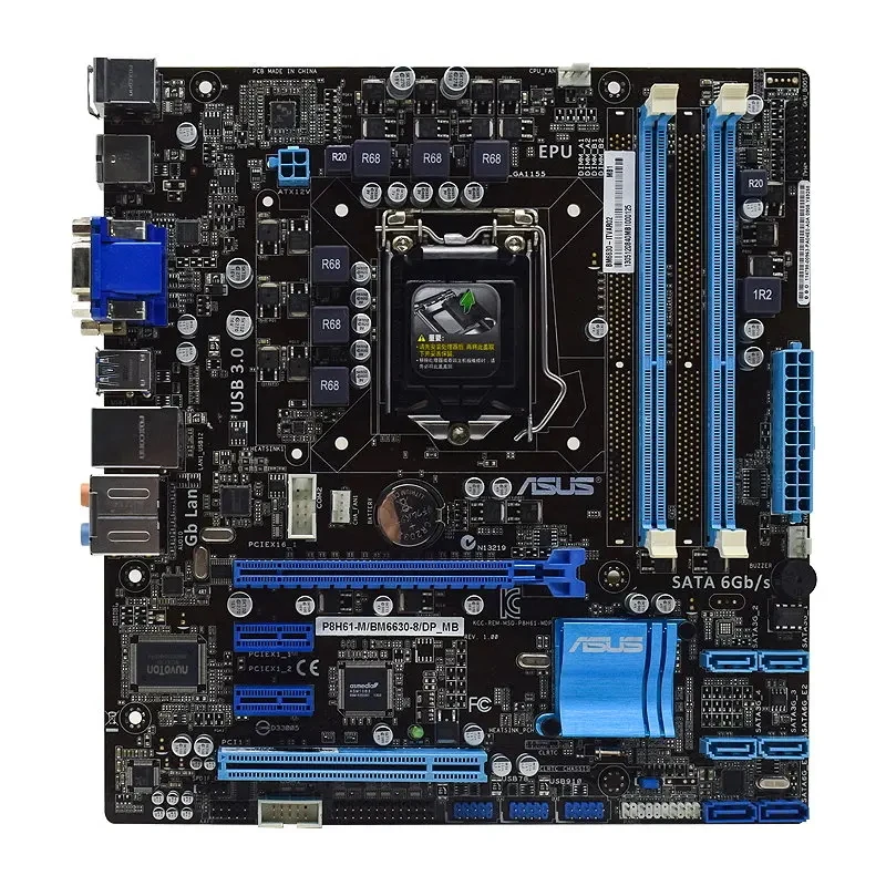 

Материнская плата ASUS P8H61-M P8H61-M/BM6630-8/DP_MB LGA 1155 Intel H61 DDR3 16 ГБ для процессоров i3-2130 2500 3770 G540 Micro ATX