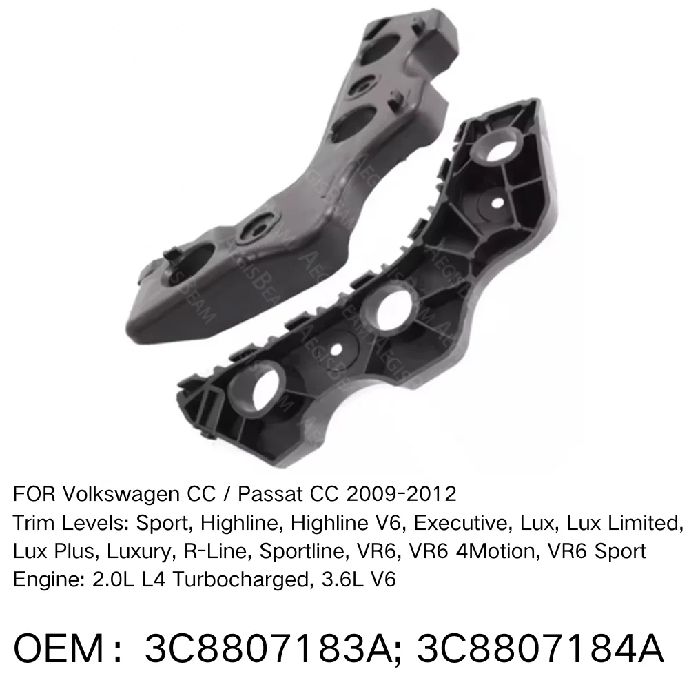 

Front Bumper Retainer Bracket Spacer Support FOR Volkswagen Passat CC 2009-2012 Trim Levels Sport Highline Engine L4 3C8807183A